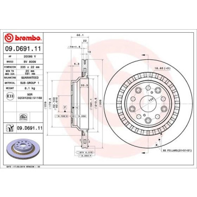 Bremsscheibe HA | LEXUS LS 06 | 09.D691.11