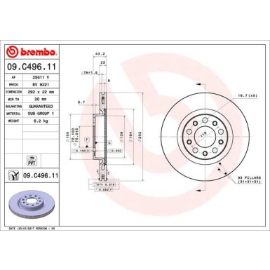 41 482 021 Bremsscheibe HA | ALFA Giulia 15 | 09.C496.11