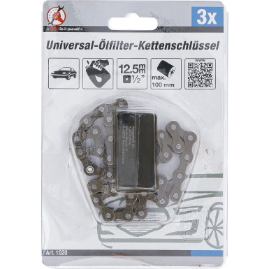 BGS Universal-Ölfilter-Kettenschlüssel | Antrieb Innenvierkant 12,5 mm (1/2"""") | Ø 100 mm | 1020