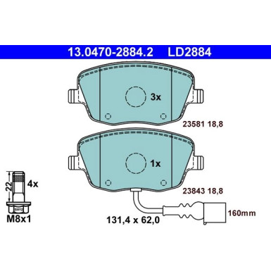 Bremsbelagsatz Skoda P. Fabia/Roomster 1.0-1.9 Tdi 99-15 Keramik | 13.0470-2884.2