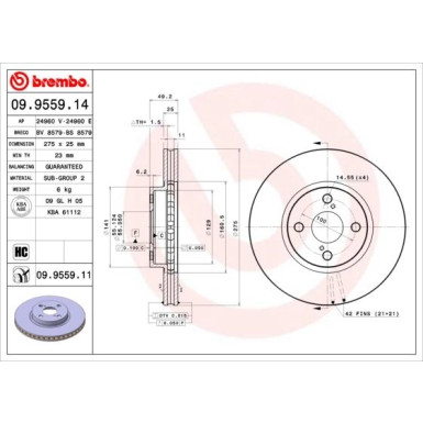 82 481 102 Bremsscheibe VA | TOYOTA Corolla 02 | 09.9559.11