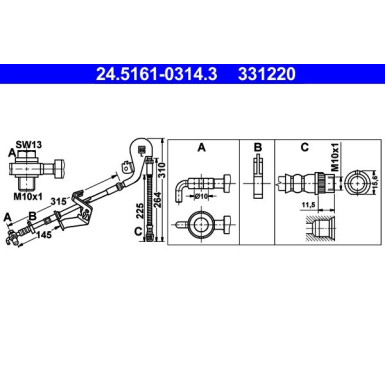 ATE Bremsschlauch | 24.5161-0314.3