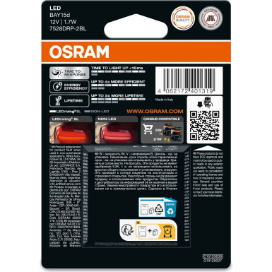 PR21/5W LEDriving SL Red 12V Blister 2 Stück OSRAM