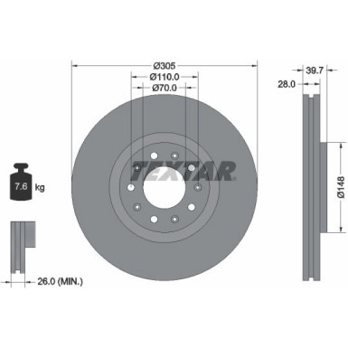 Bremsscheibe Alfa S. 159 05- 1.9Jtd/Giulietta 10- 2.0Jtd | 92220803