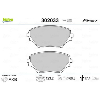 VALEO Bremsbeläge | 302033