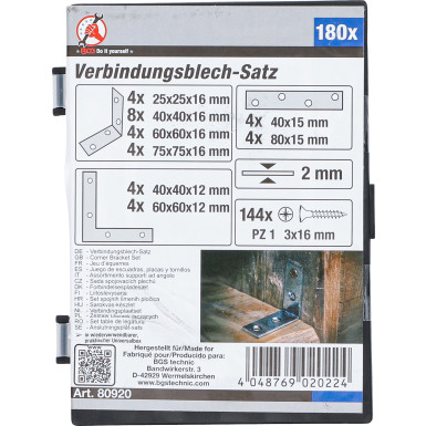 BGS Verbindungsblech-Satz | 180-tlg | 80920