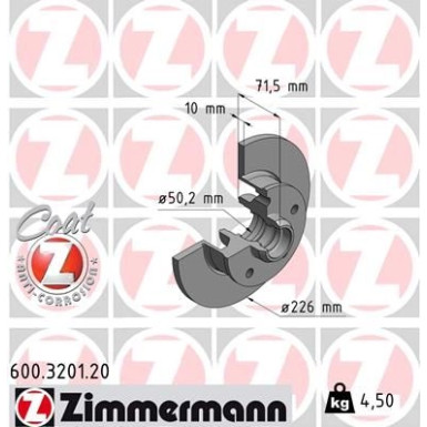 ZIMMERMANN Bremsscheibe | 600.3201.20