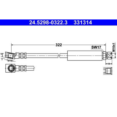 ATE Bremsschlauch | 24.5298-0322.3