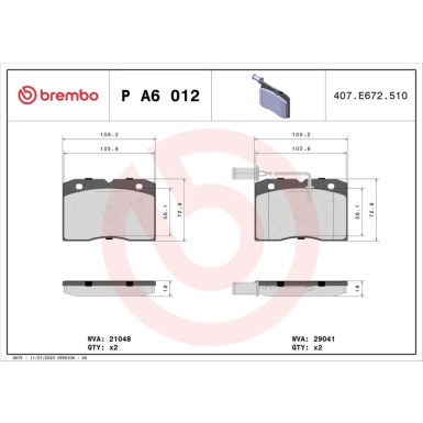 BREMBO Bremsklötze VA | IVECO Daily 91 | P A6 012