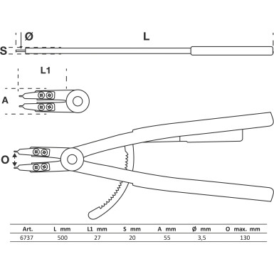 BGS Sprengringzange | gerade | für Innensprengringe | 500 mm | 6737