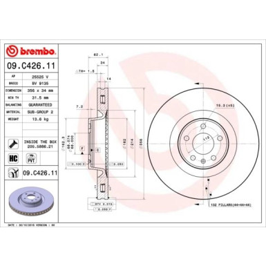 12 481 070 Bremsscheibe VA | AUDI A6 12 | 09.C426.11