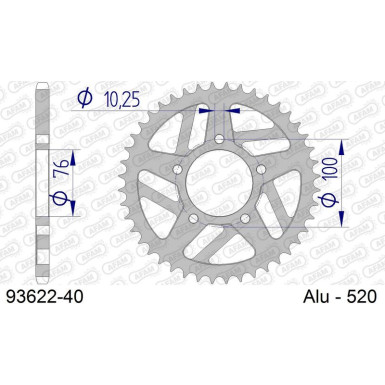 AFAM Kettenrad ALU 40 Zähne | für 520, RAC MARCH | 93622-40