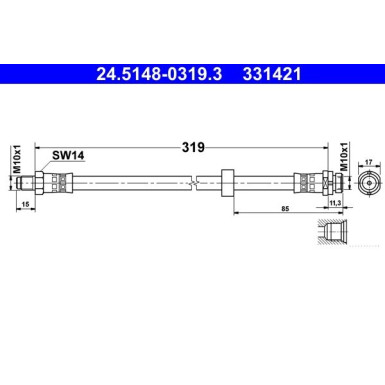 ATE Bremsschlauch | 24.5148-0319.3