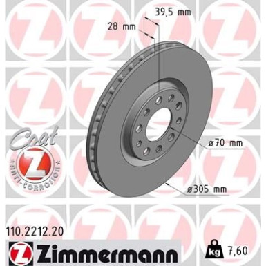 ZIMMERMANN Bremsscheibe | 110.2212.20