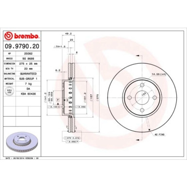 82 481 106 Bremsscheibe VA | TOYOTA Corolla 01 | 09.9790.20