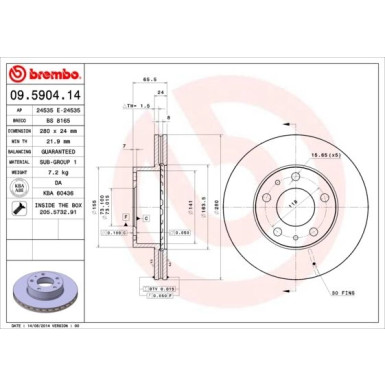 71 481 005 Bremsscheibe VA | FIAT Ducato,PEUG Boxer,CITR 94 | 09.5904.14