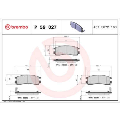 BREMBO Bremsklötze HA | OPEL Sintra 96-99 | P 59 027