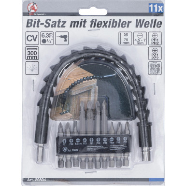 BGS Bit-Satz mit flexibler Welle | Antrieb Außensechskant 6,3 mm (1/4"""") | 11-tlg | 20804