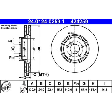 Bremsscheibe Bmw P. 2/X1 1.5-2.0 14 | 24.0124-0259.1