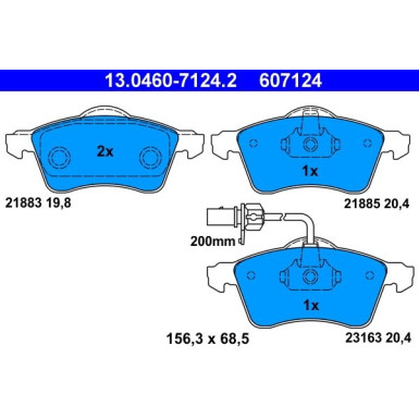 Bremsbelagsatz Vw P. T4 1,9-2,5 Tdi/2,0-2,8 90-03 | 13.0460-7124.2