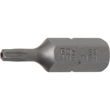 BGS Bit | Antrieb Außensechskant 8 mm (5/16"""") | T-Profil (für Torx) mit Bohrung T15 | 4415