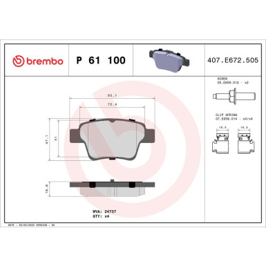 BREMBO Bremsklötze HA | PEUGEOT 207 06-15 | P 61 100