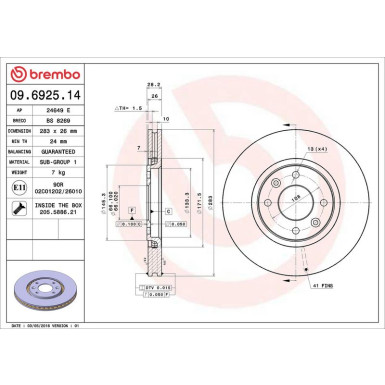 70 481 018 Bremsscheibe VA | CITROEN Xantia,PEUGEOT 406 95 | 09.6925.14