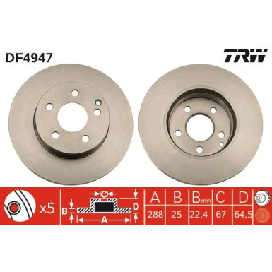 Bremsscheibe Db P. W204 07 | DF4947