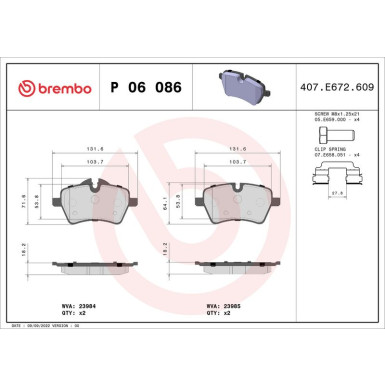 BREMBO Bremsklötze VA | MINI Paceman 12 | P 06 086