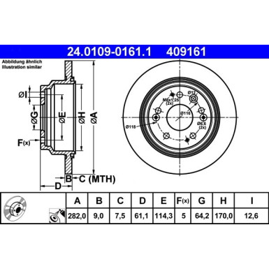 Bremsscheibe Honda T. Accord 2.0-2.4 03-08 Combi | 24.0109-0161.1