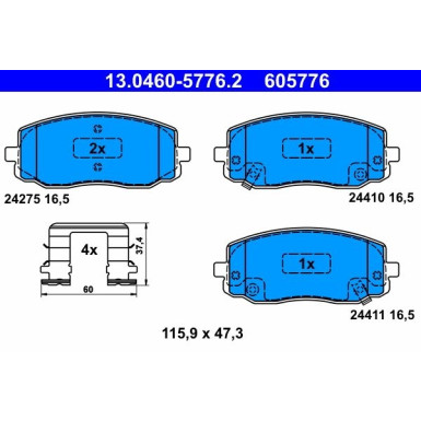 Bremsbelagsatz Hyundai P. I10/I20 1,0-1,2 08-14 | 13.0460-5776.2