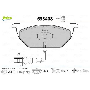 VALEO Bremsbeläge | 598408