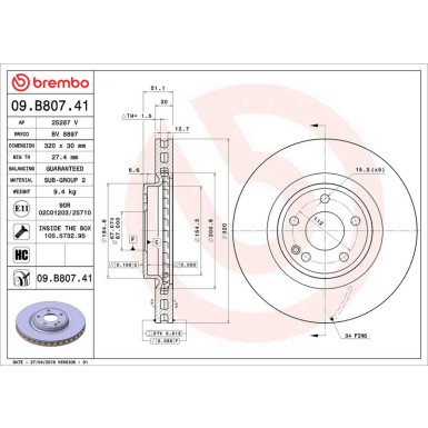 15 481 105 Bremsscheibe VA | MERCEDES A,B-Klasse 11 | 09.B807.41