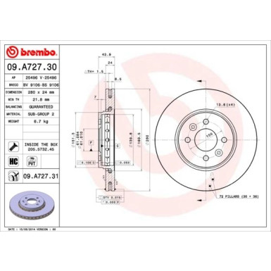 72 481 071 Bremsscheibe VA | DACIA Dokker, Lodgy 12 | 09.A727.31