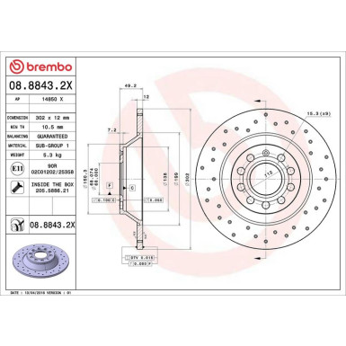 Bremsscheibe HA Xtra | AUDI A6 04 | 08.8843.2X