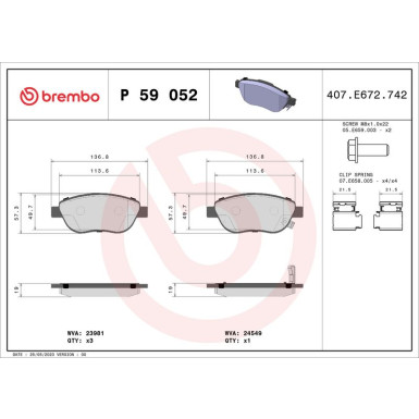 BREMBO Bremsklötze VA | OPEL | P 59 052