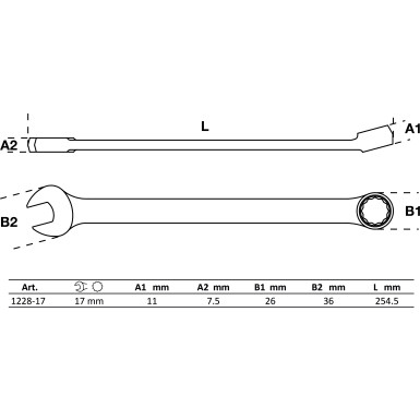 BGS Maul-Ringschlüssel | extra lang | SW 17 mm | 1228-17