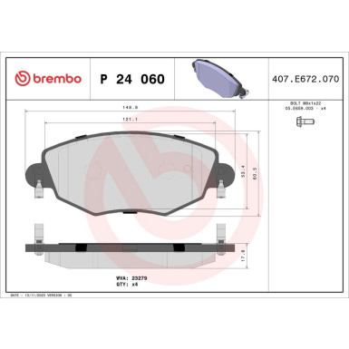 BREMBO Bremsklötze VA | FORD Mondeo JAGUAR X-Type 01-09 | P 24 060