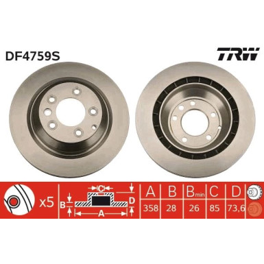 Bremsscheibe Vw T. Touareg /Q7 358X28 | DF4759S