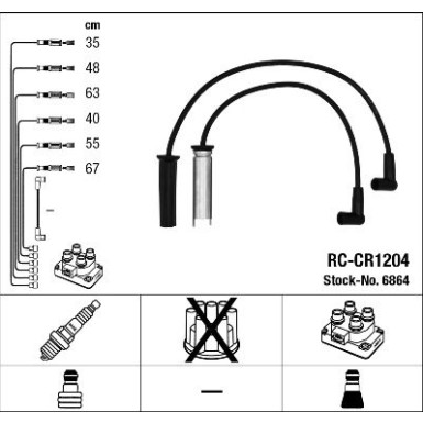 RC-CR1204 NGK | Zündkabelsatz | Chrysler Voyager 3.3i 95-01 | 6864