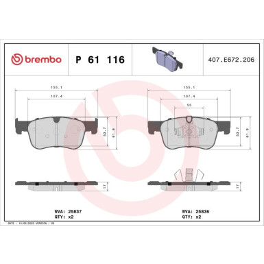 BREMBO Bremsklötze VA | CITROEN C4 13 | P 61 116