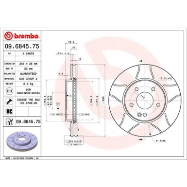 BREMBO Bremsscheibe | 09.6845.75