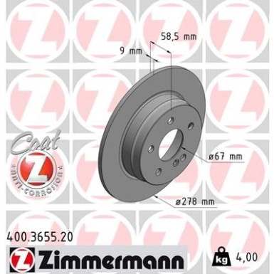 ZIMMERMANN Bremsscheibe | 400.3655.20