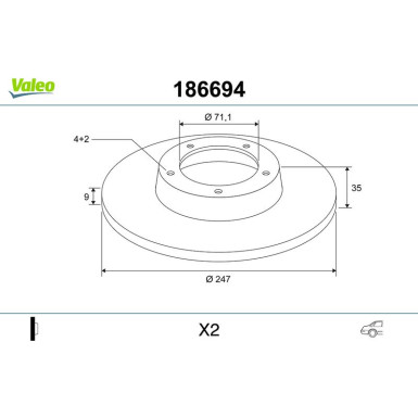 VALEO Bremsscheibe | 186694