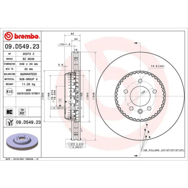 Bremsscheibe Lightweight VA | Land Rover | 09.D549.23