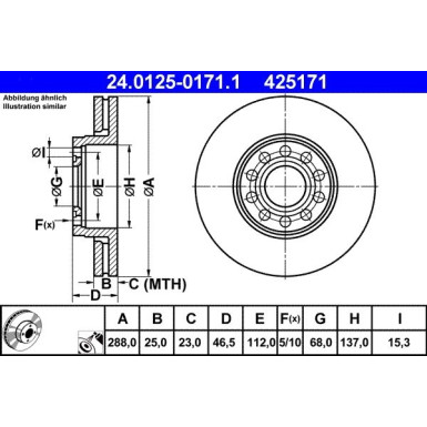 Bremsscheibe Vw S. A100/A4/A6/Passat 96-/A8 99 | 24.0125-0171.1