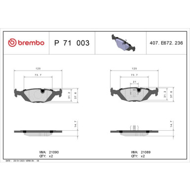 BREMBO Bremsklötze HA | VOLVO 440/460/SAAB 900/9000 88 | P 71 003