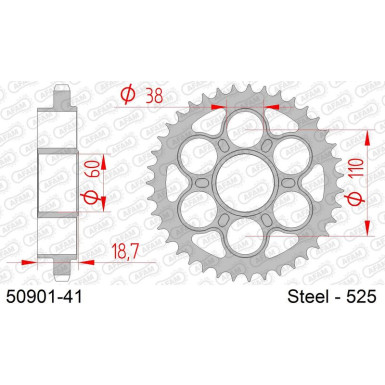 AFAM Kettenrad STAHL 41 Zähne | für 525 | 50901-41