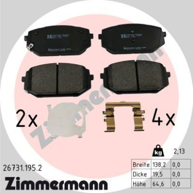 ZIMMERMANN Bremsbelagsatz, Scheibenbremse | 26731.195.2