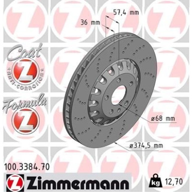 ZIMMERMANN Bremsscheibe | 100.3384.70